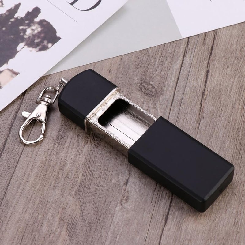 Portable Windproof Metal Ashtray with Lid Keychain Compact Pocket Size Easy Clean Black - Image 4